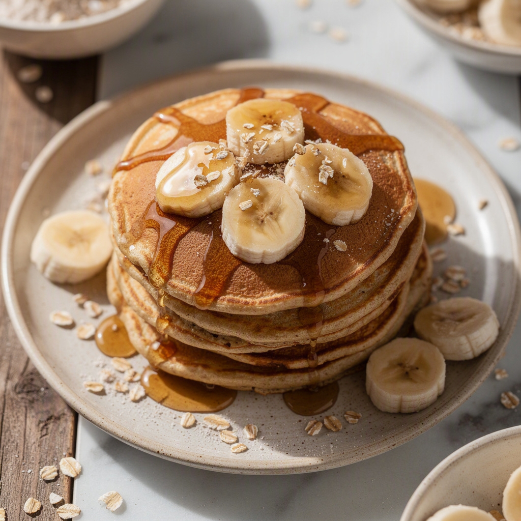 Banana Oat Flour Pancakes (Breakfast)