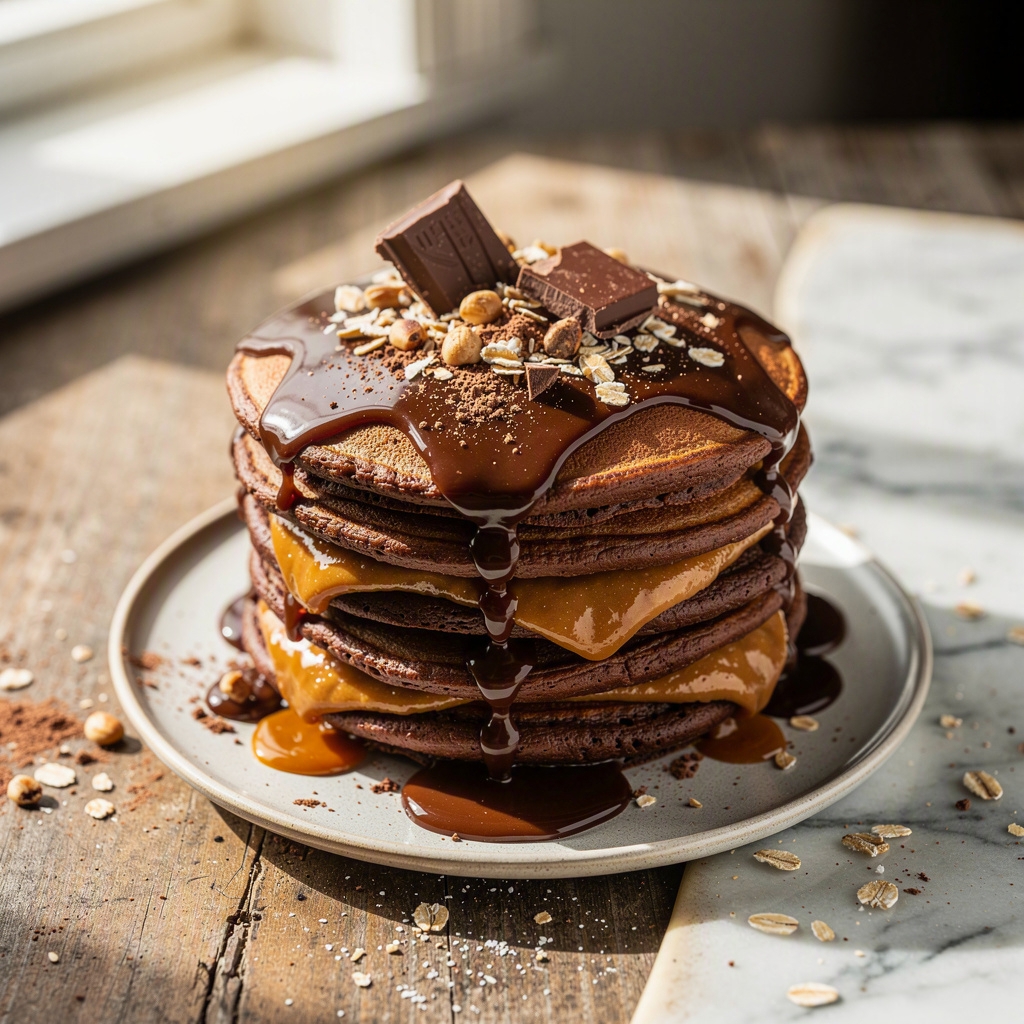 Caramel Chocolate Pancakes (Breakfast)