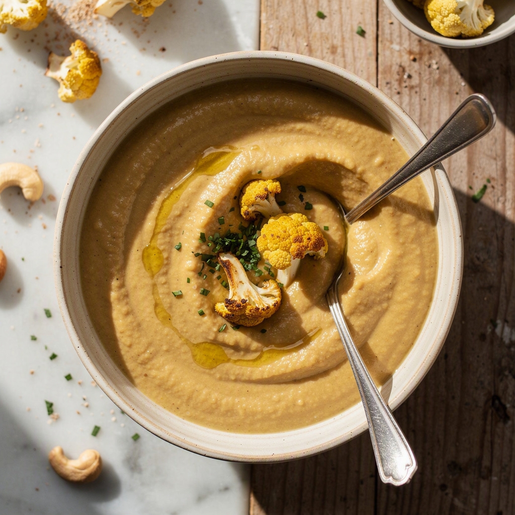 Vegan Roasted Cauliflower Soup