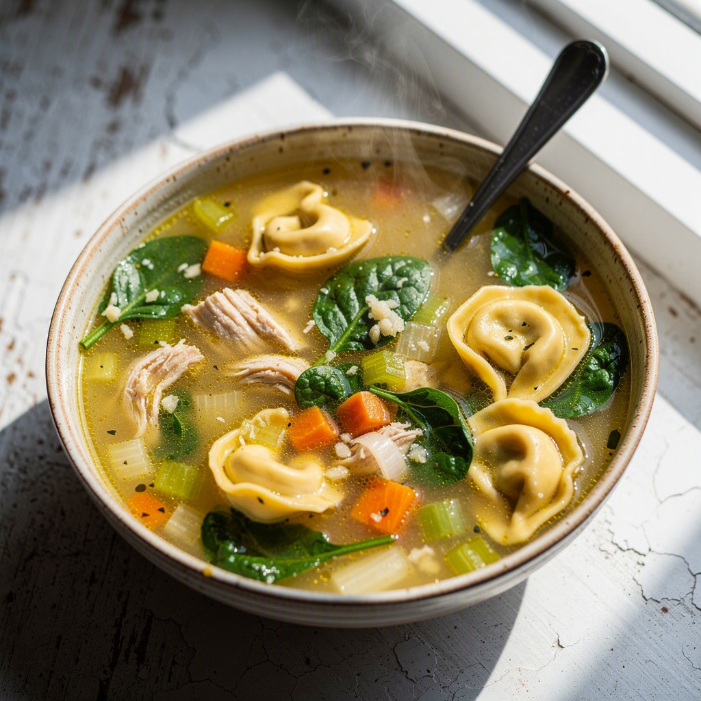 Chicken Spinach Tortellini Soup