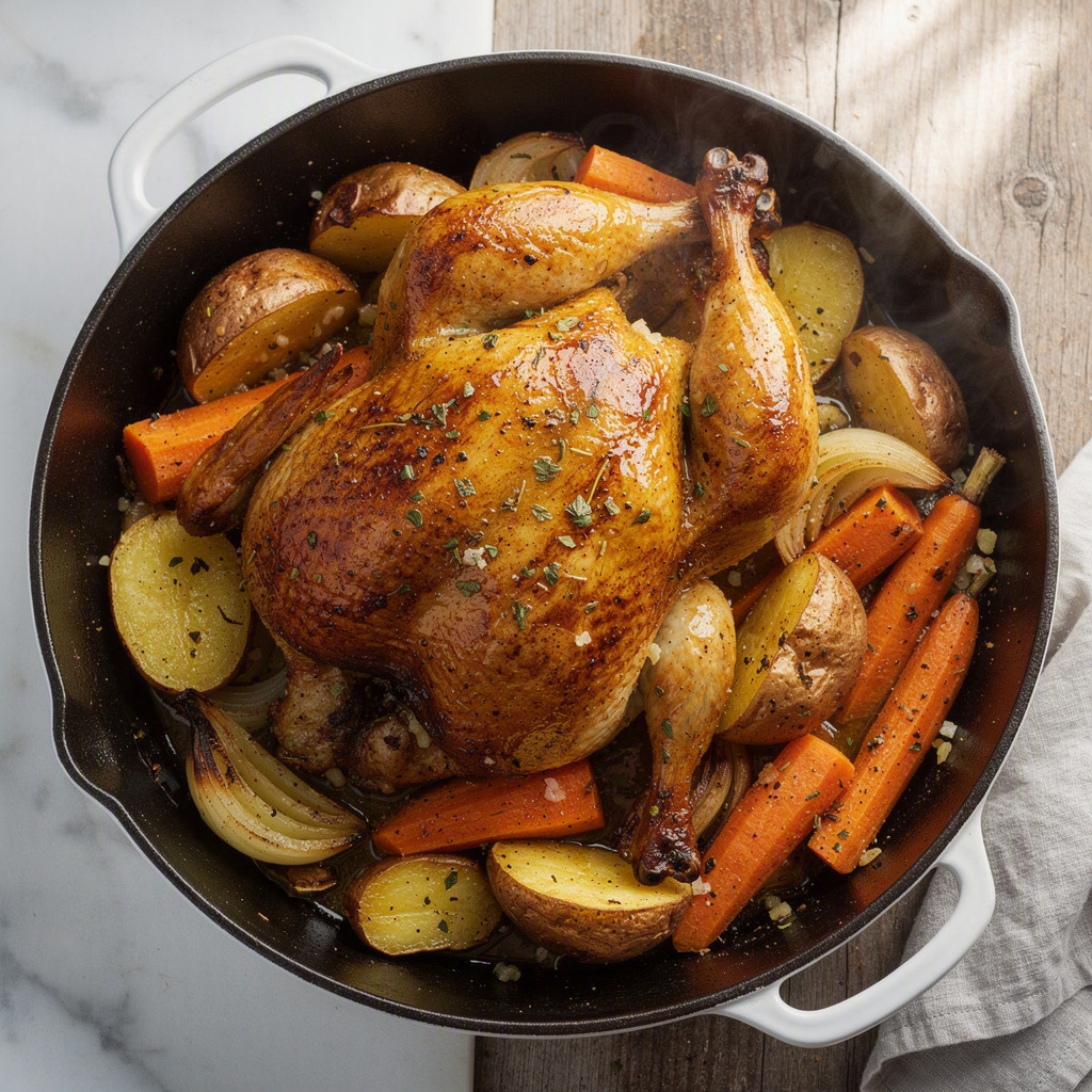 Dutch Oven Whole Chicken Dinner