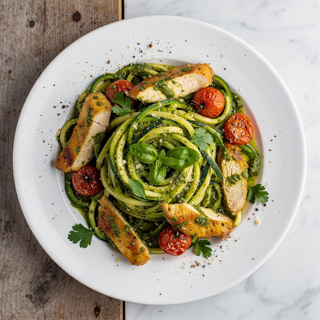 Pesto Chicken Zucchini Noodles