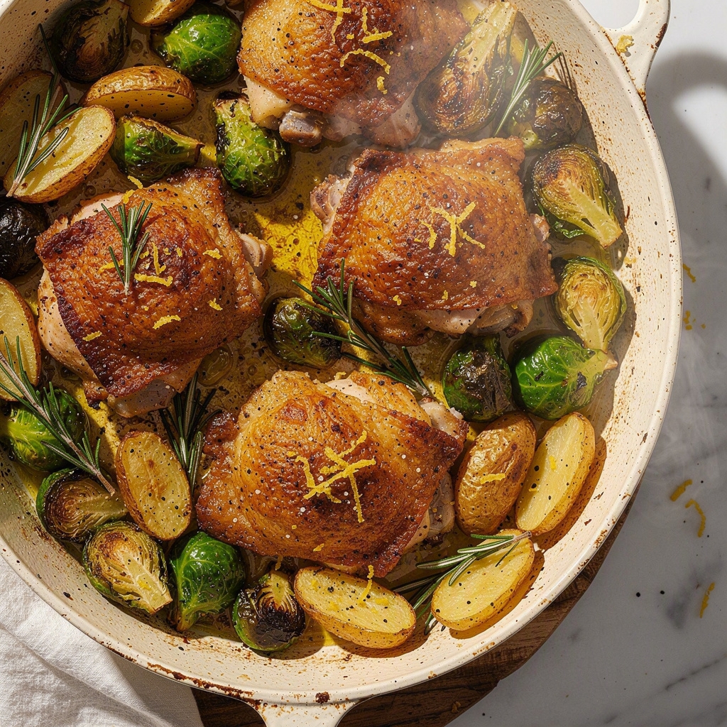 Lemon Rosemary Chicken Thigh Sheet Pan Dinner