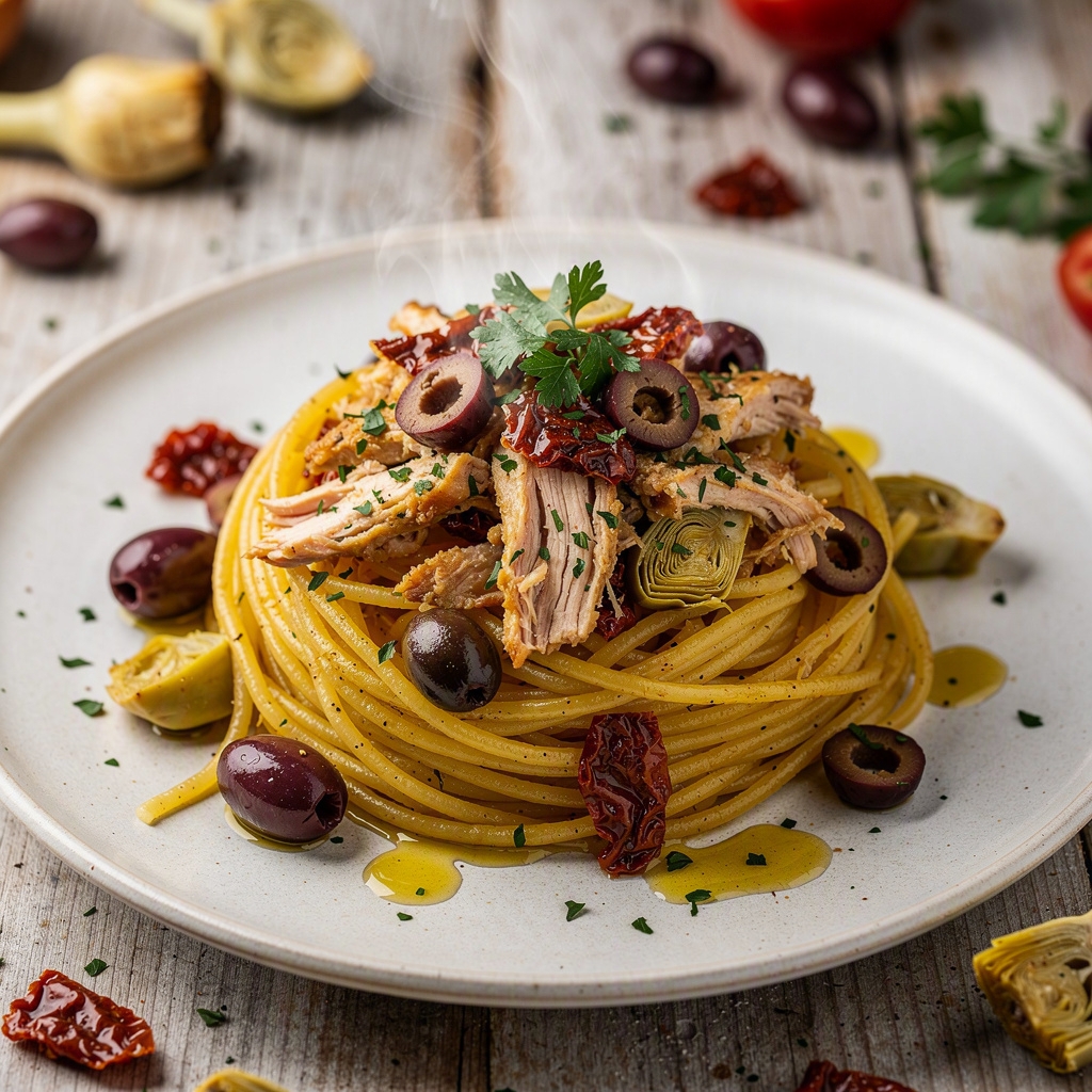 Greek Chicken Spaghetti Squash Bake