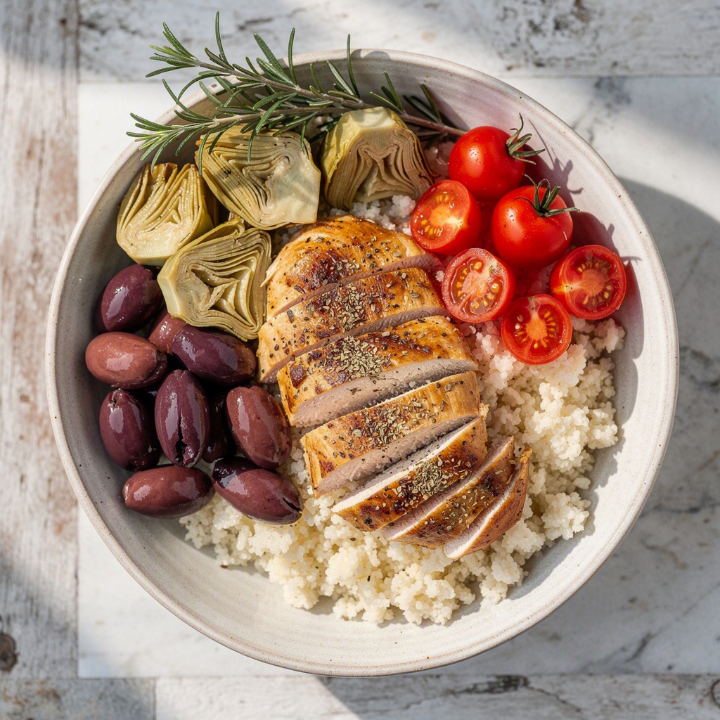 Greek Chicken Cauliflower Rice Bowls