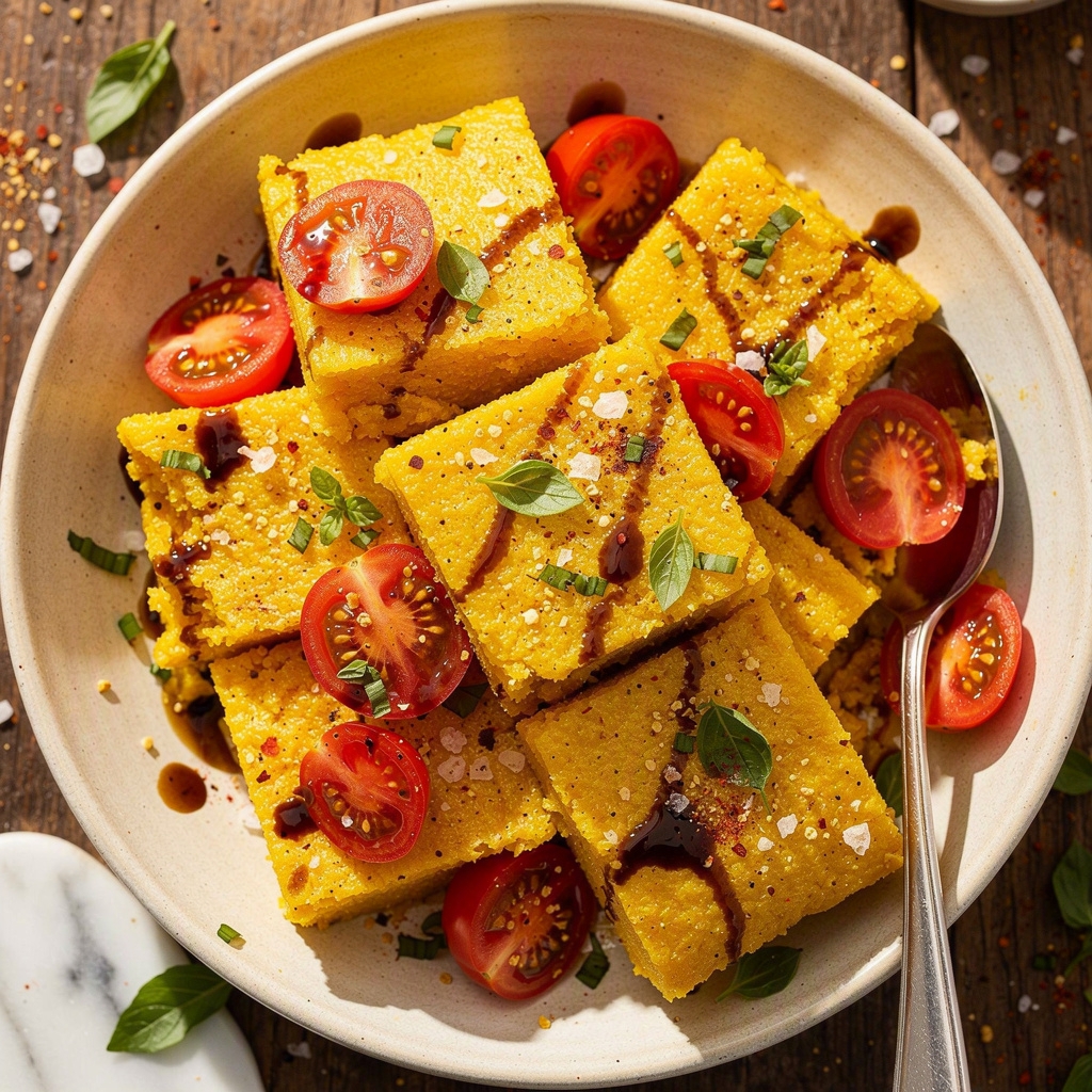 Tomato-Basil Polenta Squares