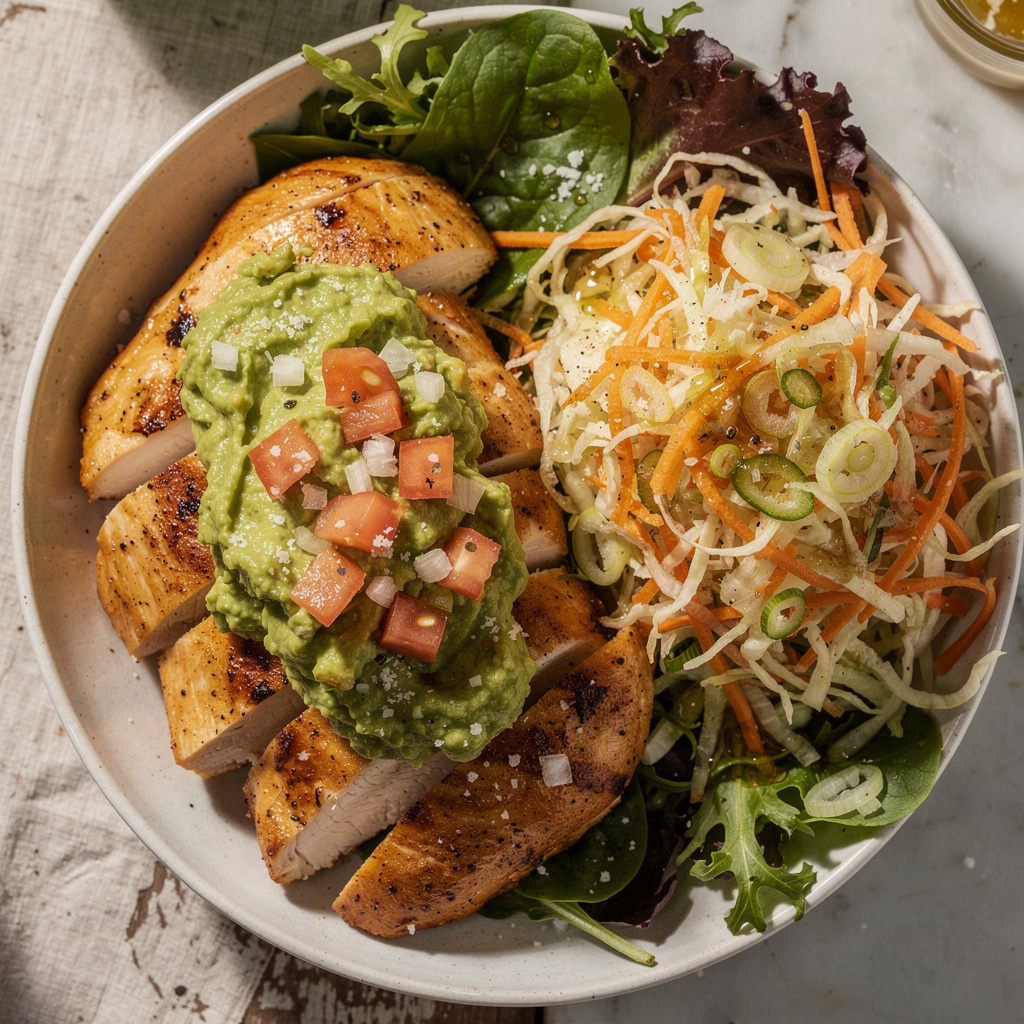 Guacamole Chicken with a Slaw Side Salad