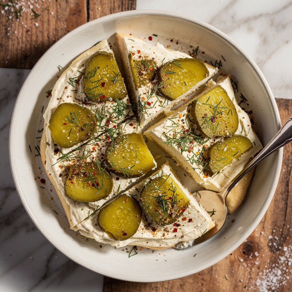 Pickle & Dill Pizza with Garlic Sauce