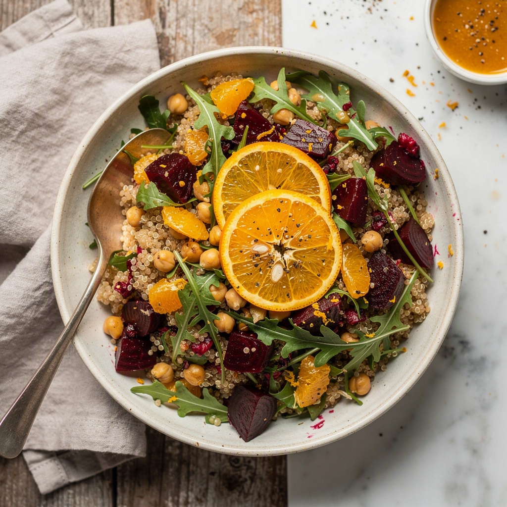 Beetroot Quinoa Salad with Orange Ginger Dressing