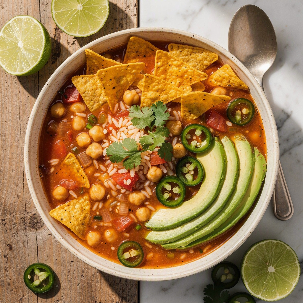 Chickpea and Rice Tortilla Soup
