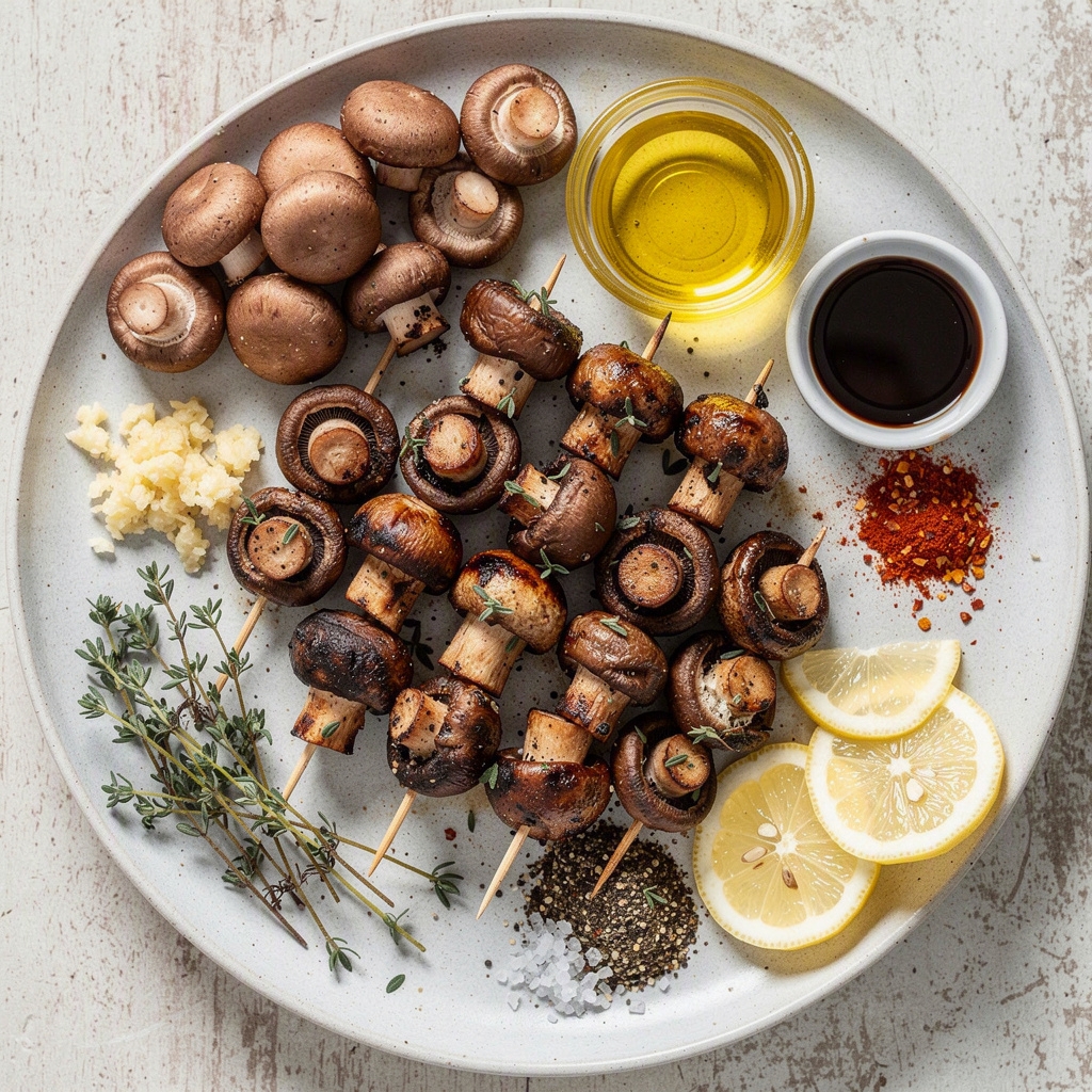 Grilled Garlic Mushroom Skewers