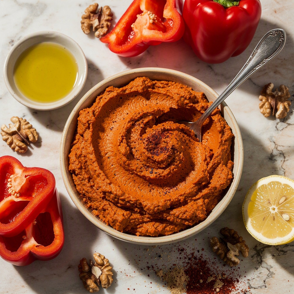 Muhammara (Roasted Red Pepper Walnut Spread)
