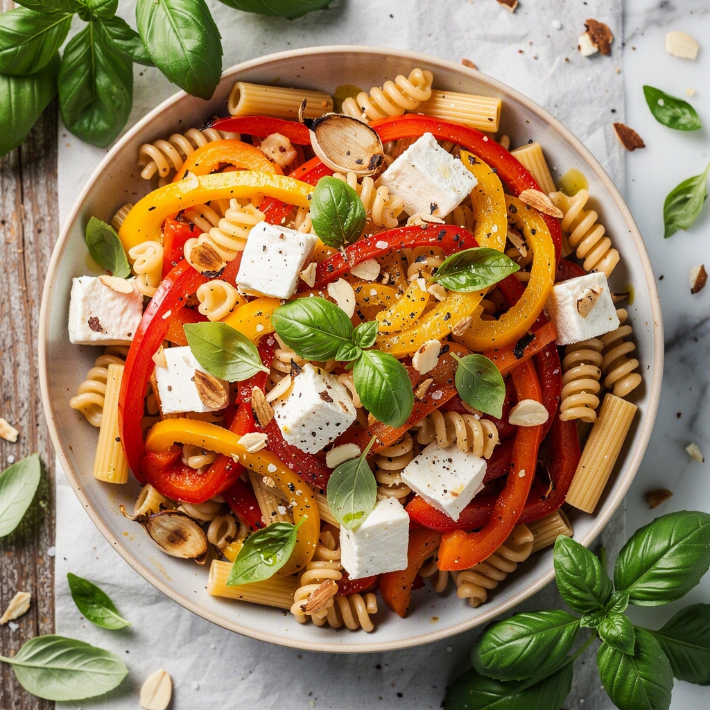 Refreshing Roasted Bell Pepper Pasta Salad