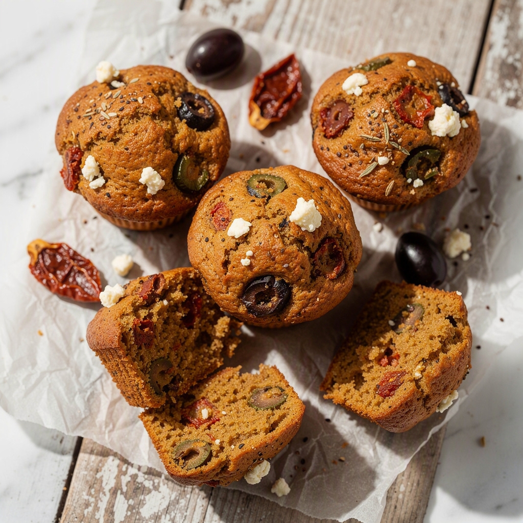 Savory Sun-Dried Tomato Olive Muffins (Vegan)