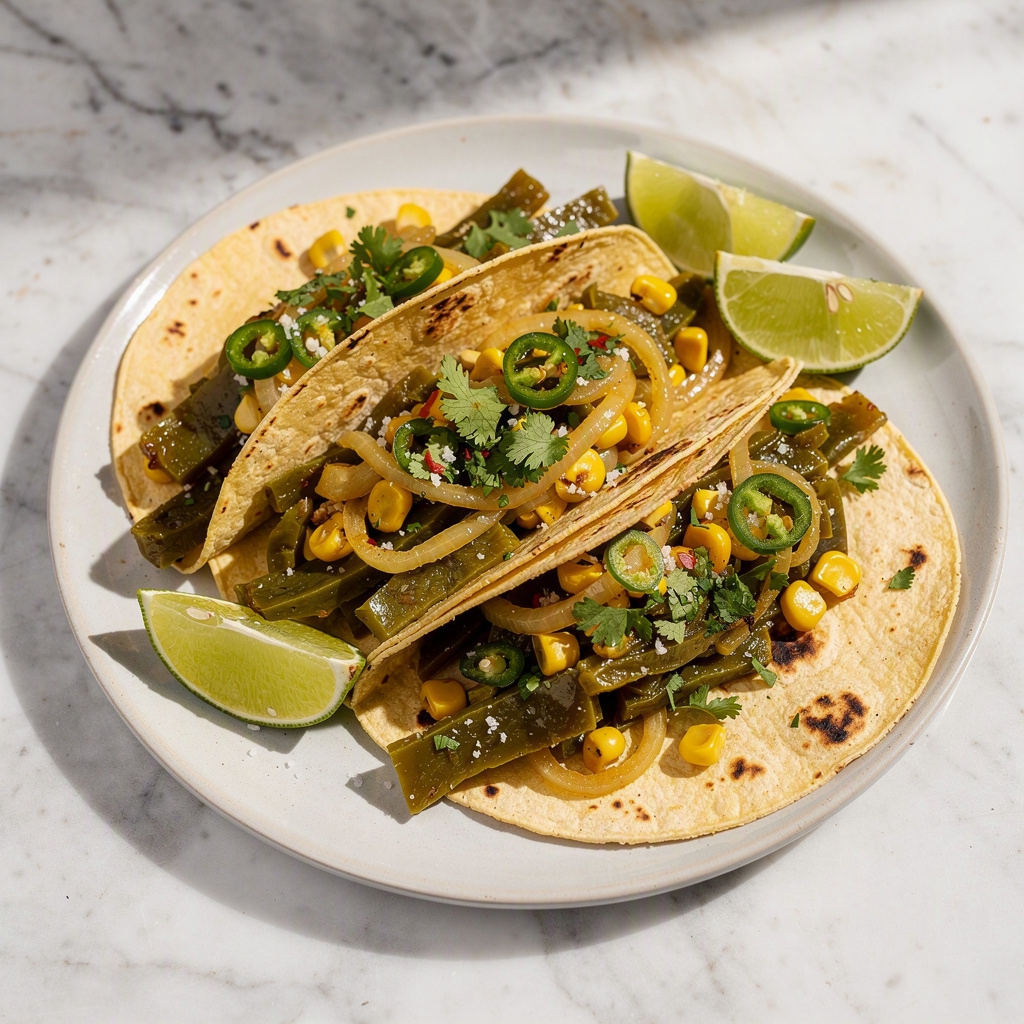 Nopales and Roasted Corn Tacos (Cactus)