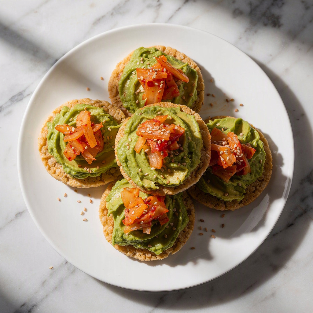 Avocado-Kimchi Rice Cakes